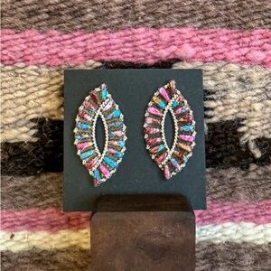 Authentic Navajo Mohave Turquoise Cluster Earrings